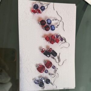 $5 each Elegant Red and Purple Beaded Earrings Set